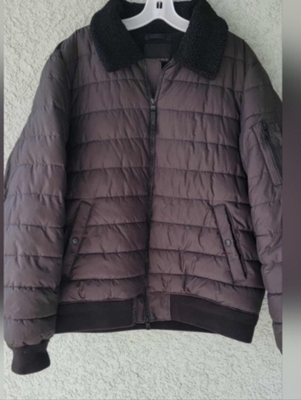 Banana Republic Men’s Puffer Bomber Jacket L Brown Water Resistant Sherpa Collar - Picture 16 of 16